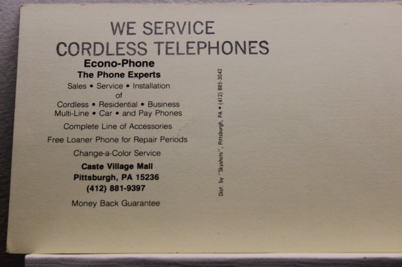 Econo-Phone The Phone Experts Pittsburgh PA - Advertising Card