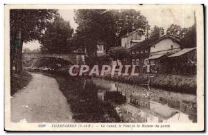 Postcard The Old Villeparisis canl The bridge and the guard house