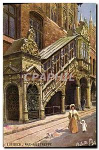 Postcard Old Luebeck Rathaustreppe