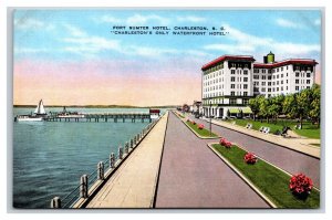 Fort Sumter Hotel Charleston SC South Carolina UNP Linen Postcard U21