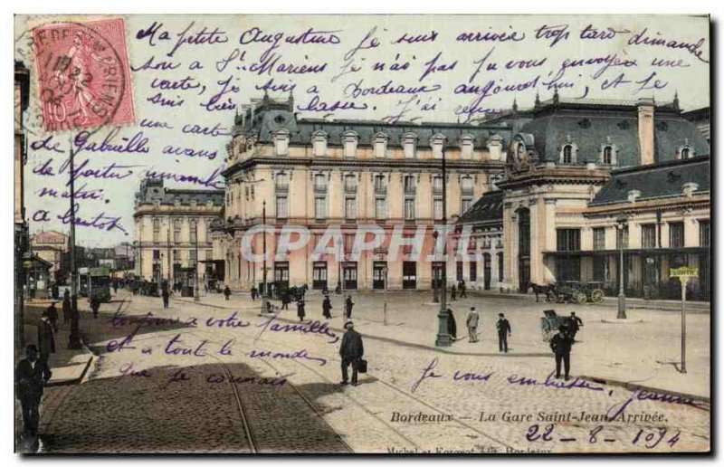 Old Postcard Bordeaux Saint Jean train station Arrival