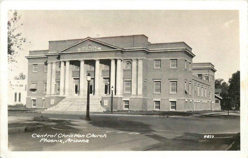 Postcard RPPC 1940s Phoenix Arizona Central Christian Church Religious 24-7065