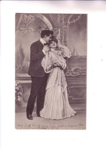 Romance, Couple in  Victorian Dress, Used 1908 Nova Scotia