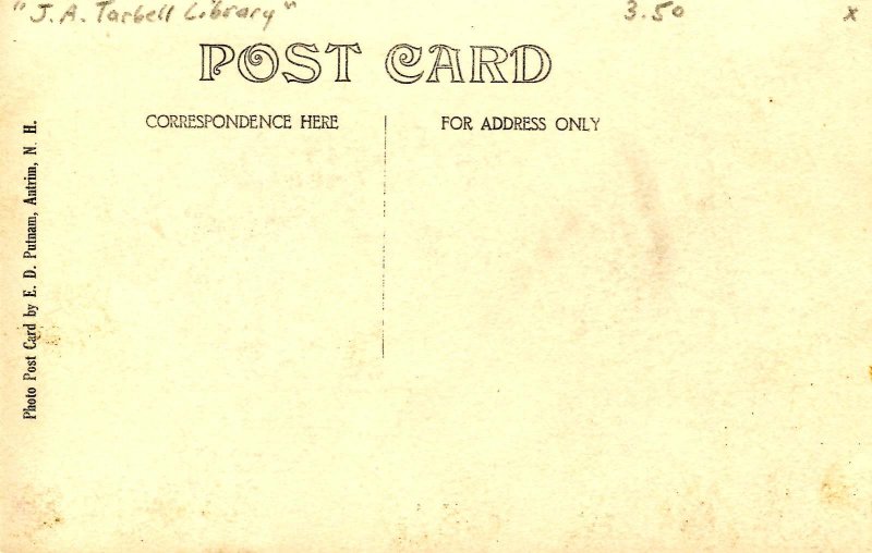 NH - Lyndeboro. J.A. Tarbell Library  *RPPC