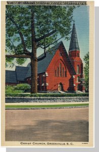 Greenville, South Carolina/SC Postcard, Christ Church, Printer's Error