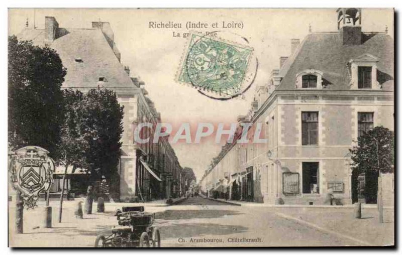 Old Postcard Richelieu Grande Rue Automotive