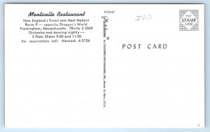 FRAMINGHAM, MA Massachusetts ~ MONTICELLO RESTAURANT c1950s  Postcard