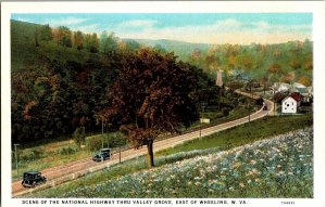 National Highway Through Valley grove Near Wheeling WV Vintage Postcard N52