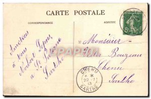 Old Postcard Alencon Hotel des Postes Stamp Chenu Sarthe