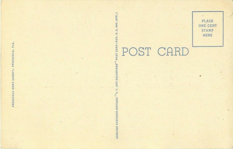 Lighthouse Pensacola Florida Linen Postcard Unused