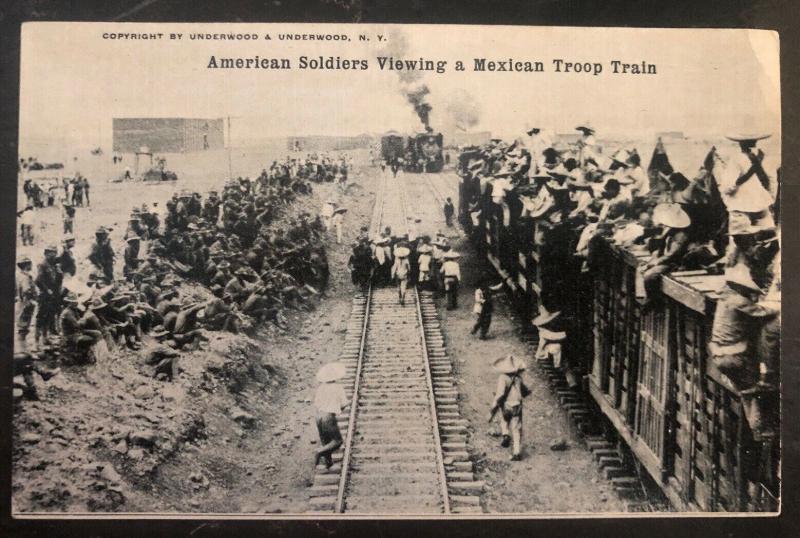 Mint USA RPPC Real Picture Postcard American Soldiers Viewing Mexican Troops