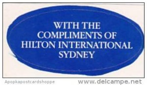 AUSTRALIA SYDNEY HILTON INTERNATIONAL HOTEL VINTAGE LUGGAGE LABEL