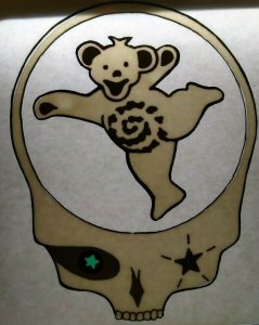 Grateful Dead Car Window Decal 1980s White Dancing Bear Inside Green Eye Skull