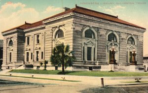 Galveston Texas, Rosenberg Library Historical Building Landmark Vintage Postcard