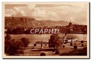 Old Postcard Geneva Rade Boat and Saleve