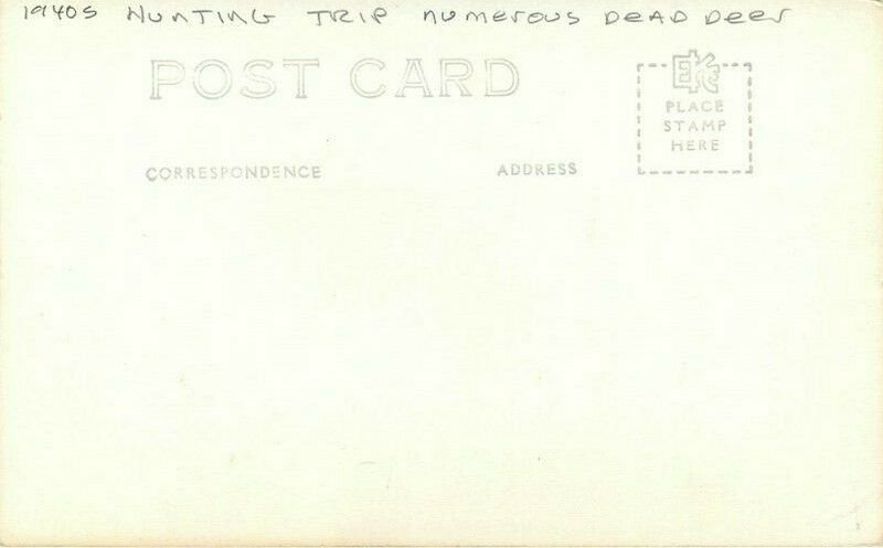 Hunting Trip Numerous Dead Deer 1940s #28H Postcard RPPC real photo 20-1409