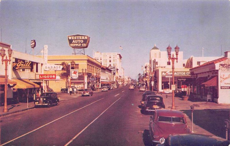 Santa Ana California Main St., Looking North, Western Auto Supply Co