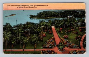 Miami FL-Florida, Birds Eye View Hotel Royal Palm & Grounds, Vintage Postcard 