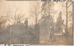 Vintage Postcard 1900s Multi View Portrait of Two Boys Brothers Sitting Outdoor