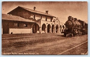 SANTA BARBARA, CA California ~ Southern Pacific RAILROAD DEPOT c1910s Postcard