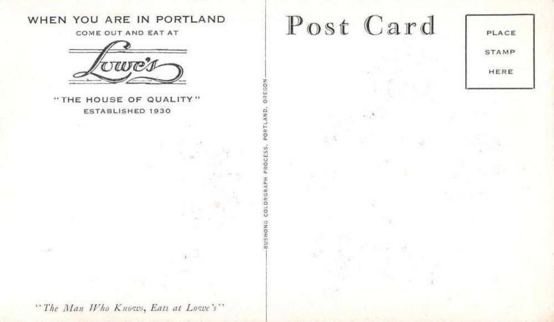 Portland Oregon Lowes Coffee Shop and Annex Antique Postcard J62051