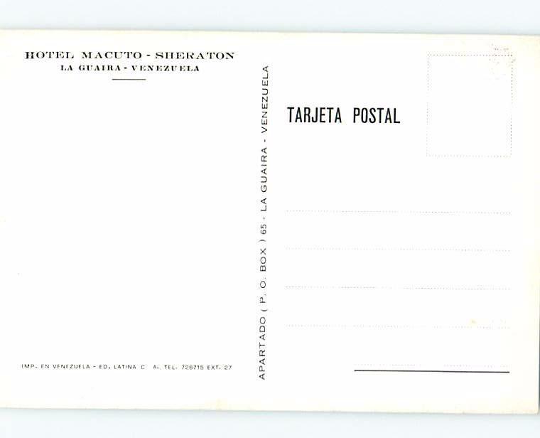 Unused Pre-1980 SHERATON HOTEL La Guaira - Vargas Venezuela F6240