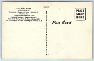 Postcard NY LI Long Island Huntington Colonial House Restaurant Lounge F07