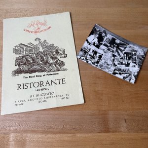 Rome Italy Menu Ristorante Alfredo All' Augusteo King of Fettucine w/Postcard