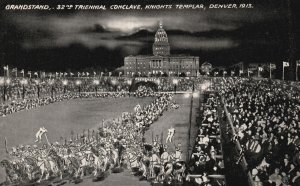Vintage Postcard Grandstand 32nd Triennial Conclave Knights Templar Denver Colo.