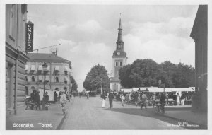 RPPC Södertälje, Torget Sweden Konditori Street Scene 1930 Vintage Postcard