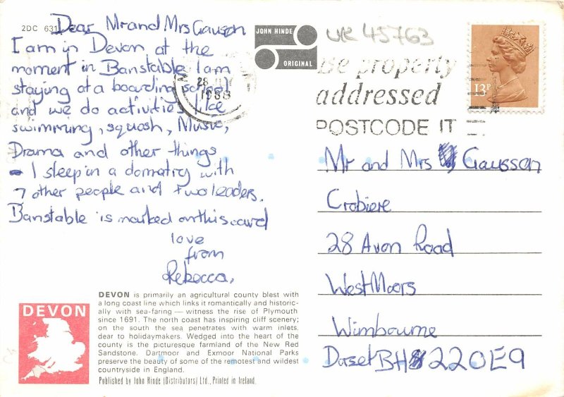 uk45763 greetings from devon uk map carte geographique