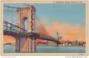 Ohio Cincinnati Suspension Bridge Curteich
