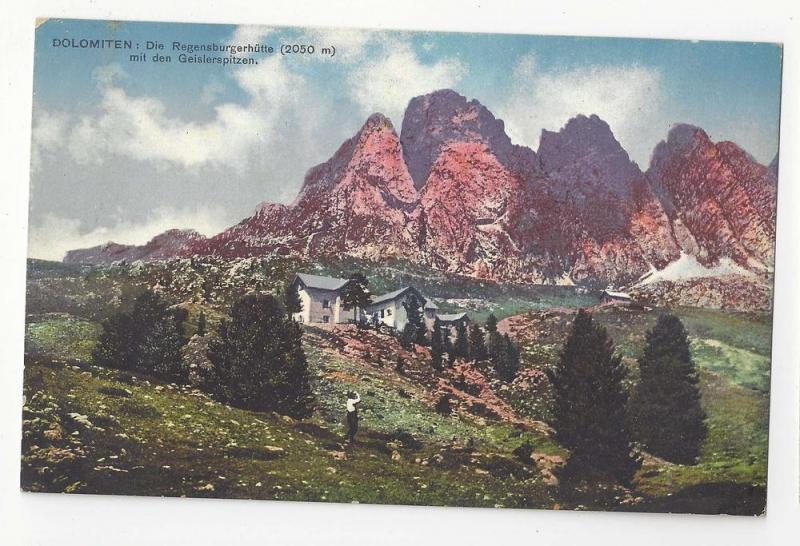 Italy Alps Dolomiten Sudtirol Regensburger Hutte Postcard