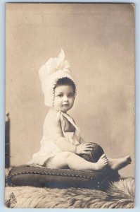 Chicago Illinois IL Postcard RPPC Photo Pretty Baby Girl With Bonnet Studio 1905