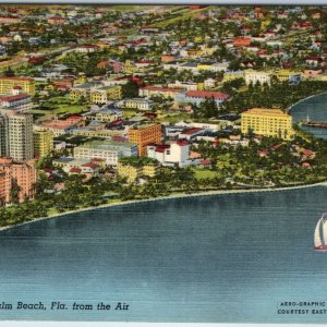 1940 West Palm Beach FL Birds Eye Aerial Aero-Graphic Eastern Airline Teich A217