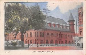Evanston Illinois 1909 Postcard City Hall Clothing Store