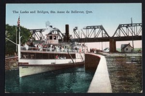 Quebec STE ANNE DE BELLEVUE Locks and Bridges boat Empress with passengers DB