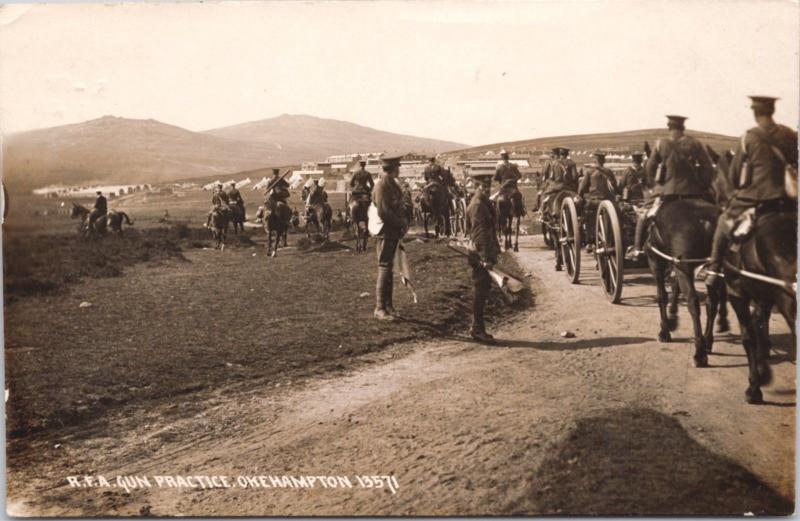 RFA Gun Practice Okehampton Devon UK Military c1916 RPPC Postcard E26