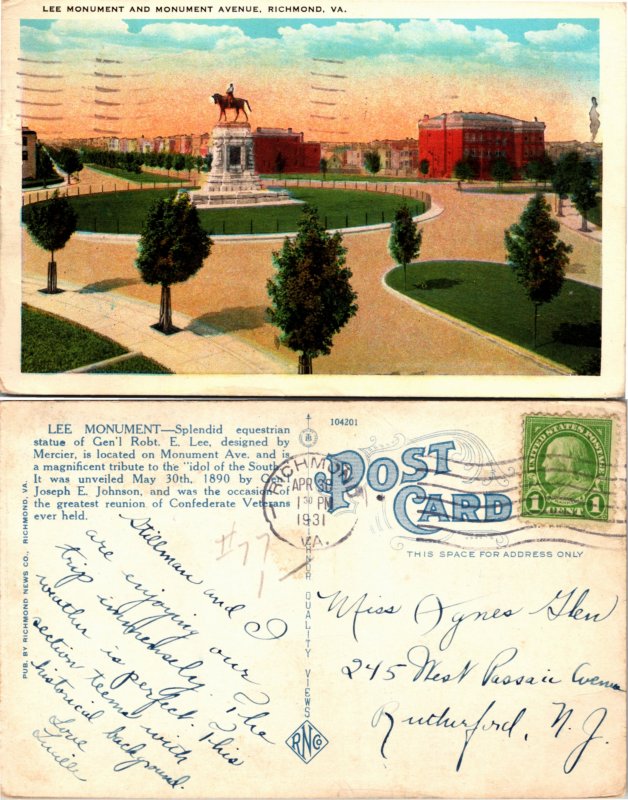Lee Monument and Monument Avenue, Richmond, Va. (24563