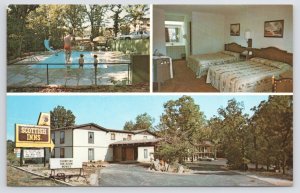 Scottish Inn Of The Ozarks On Hwy 54~Pool & Interior Scenes~Vintage Postcard
