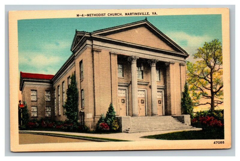 Vintage 1940's Postcard Methodist Church E. Main St. Martinsville Virginia