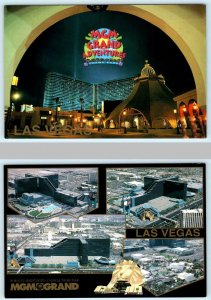 2 Postcards LAS VEGAS, NV ~ Casino MGM GRAND ADVENTURES Theme Park 1994 ~4x6