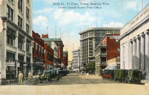 Postcard Early View of Mills Street in El Paso , TX from US Post Office       S7