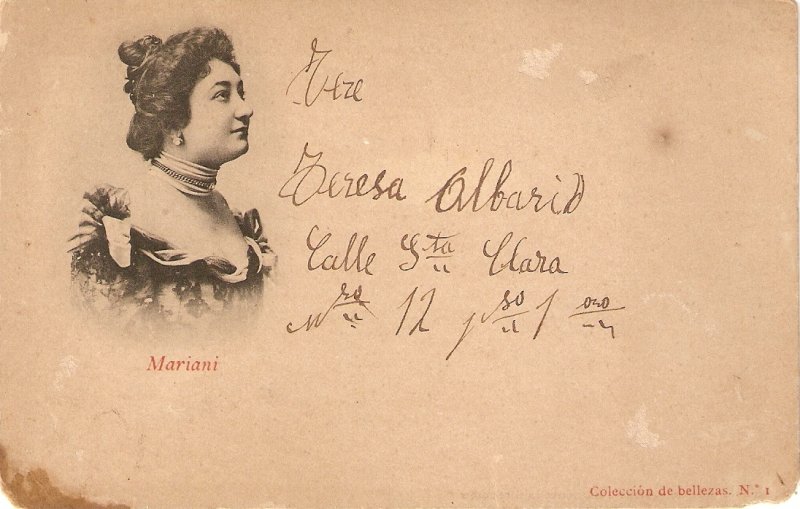 A beautiful lady. Mariani Old vintage antique Spanish postcard