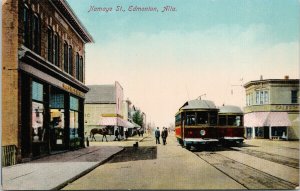 Namayo Street Edmonton AB Alberta Avenue Streetcar Dog Horse Unused Postcard F41