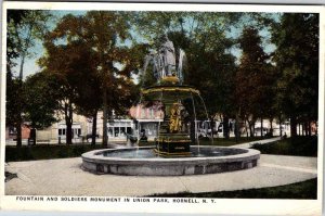 Postcard FOUNTAIN SCENE Hornell New York NY AK5655