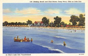 Bathing Beach, Club House Camp Perry, Ohio OH Postcard