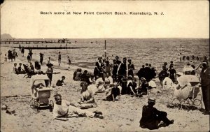 Keansburg NJ New Point Comfort Beach Scene Carriage Pram c1910 Vintage Postcard