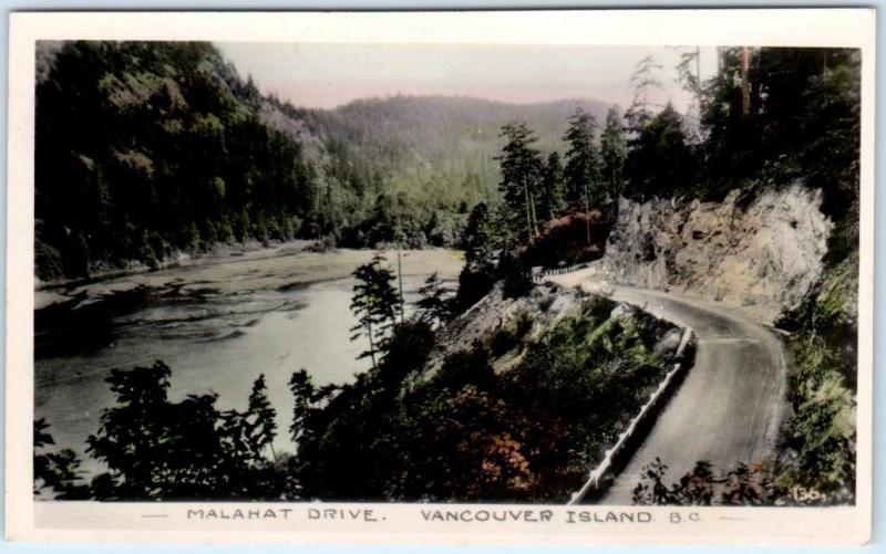 RPPC  VANCOUVER ISLAND, B.C. Canada   Hand Tinted  MALAHAT DRIVE  Postcard 