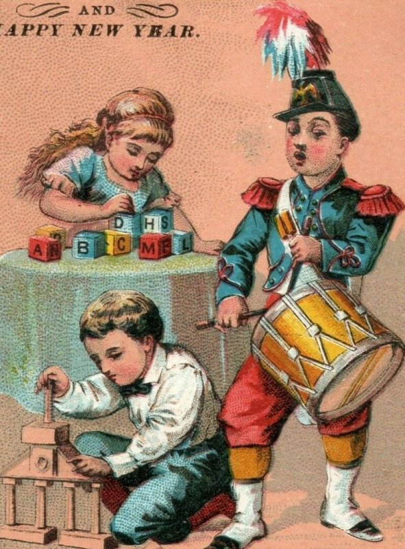 1870's-80's H.N Harbach Christmas Printers Children Toys Soldier Drum P167